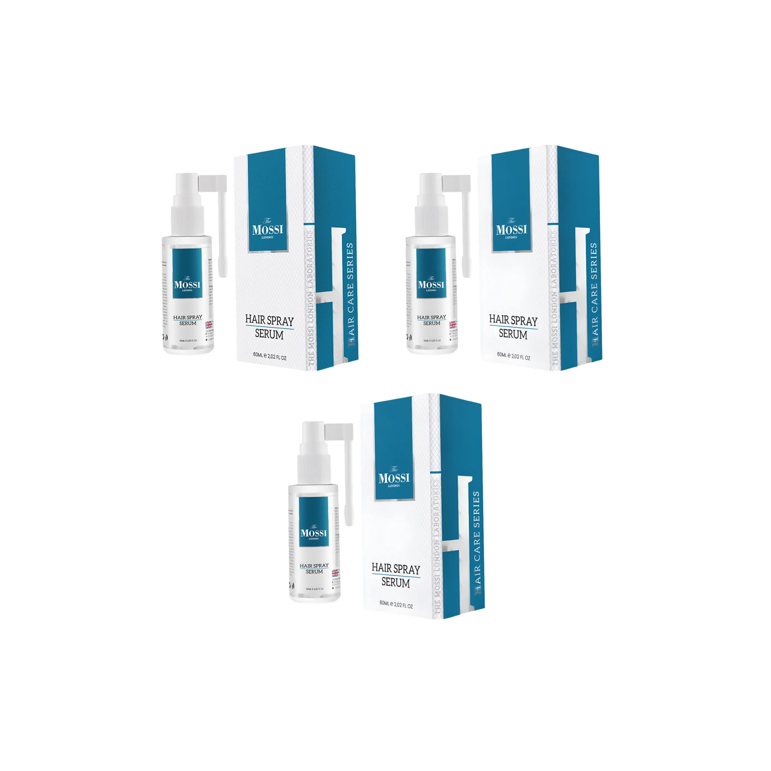 Light, non-greasy Mossi London hair strengthening spray.